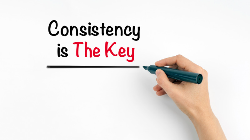 Consistency is Key - Hand writing on board