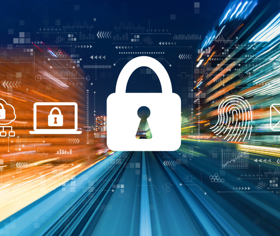 Network Security Lock image over a network background signifying network security