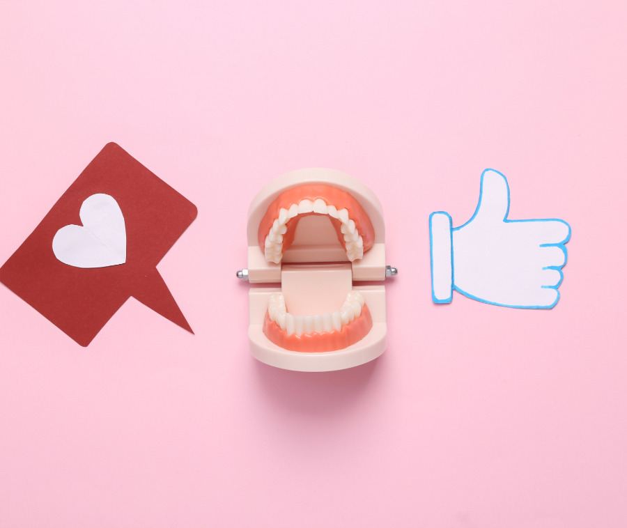 Dentures with social media icons Dentures with social media icons