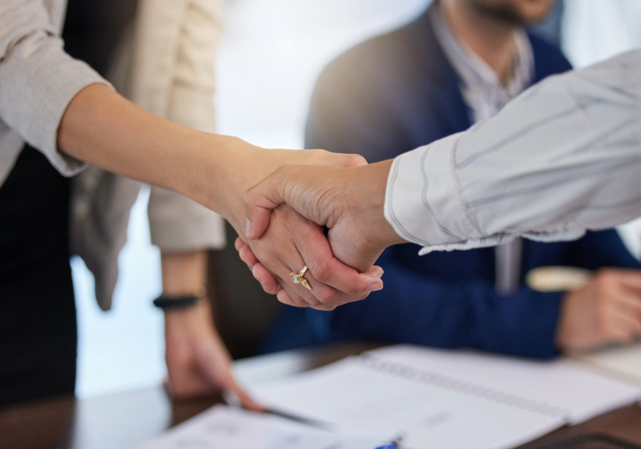 Business owners shaking hands